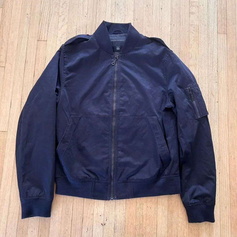 Banana Republic Blue Heritage Jacket Water-Resistant Blue Zip Up Men M